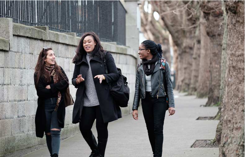 Students walking and talking